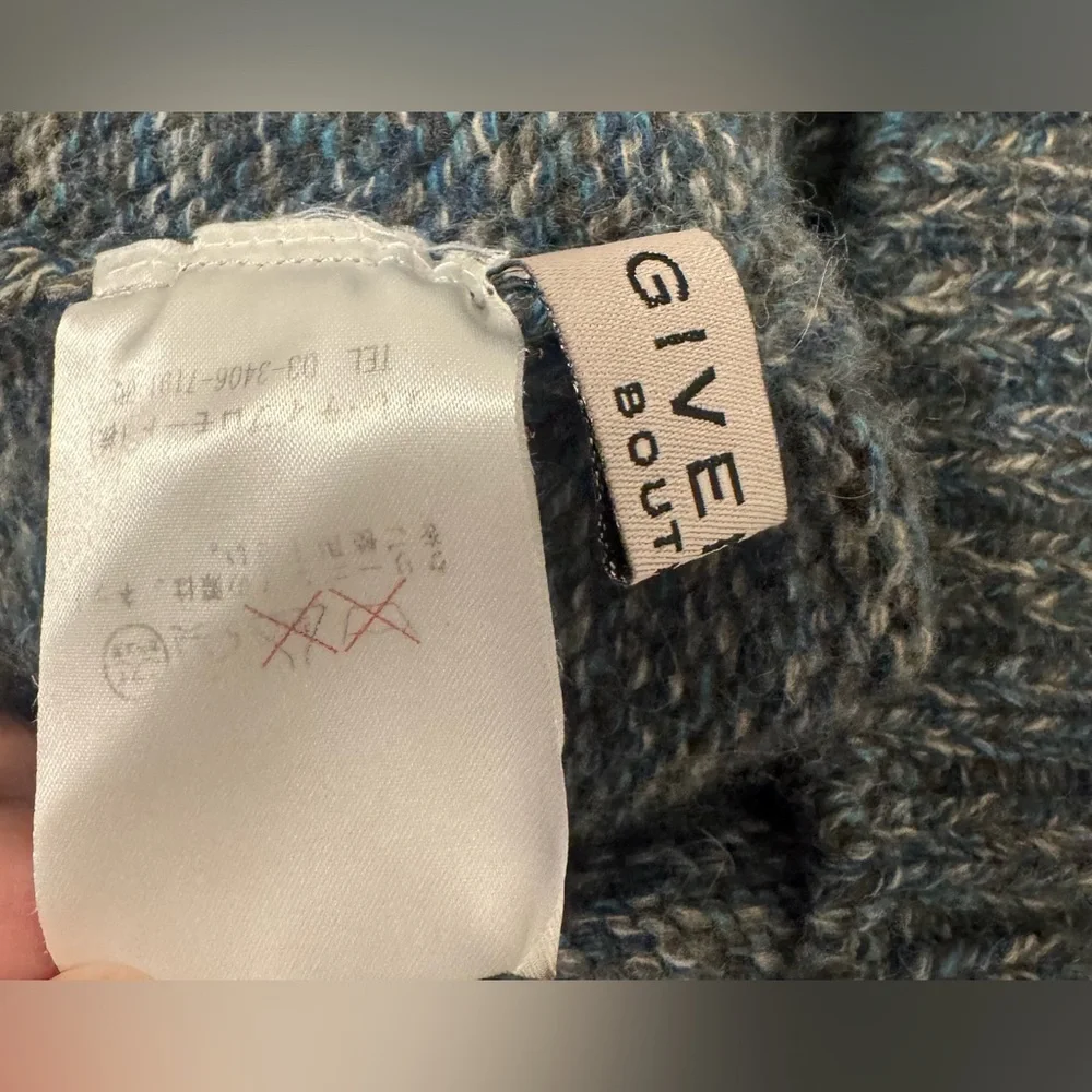 VTG Givenchy Boutique Sweater 80s Wool Blend Fuzzy Collar Made in Japan LG *read - Picture 7 of 9